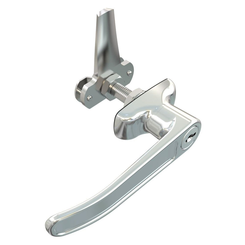 SOUTHCO Cam Latch L-Handle, Turn Clockwise to Latch / Lock, Long Cam, Zinc Alloy, Chrome Plated, Polished [92-41-122]