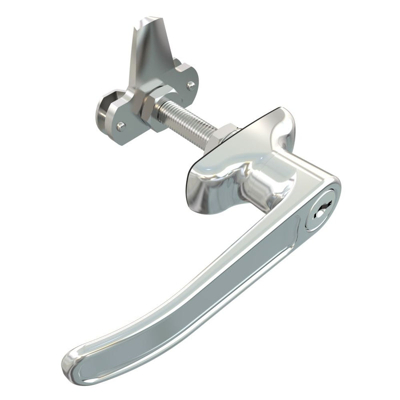 SOUTHCO Cam Latch L-Handle, Turn Clockwise to Latch / Lock, Short Cam, Zinc Alloy, Chrome Plated, Polished [92-41-131]