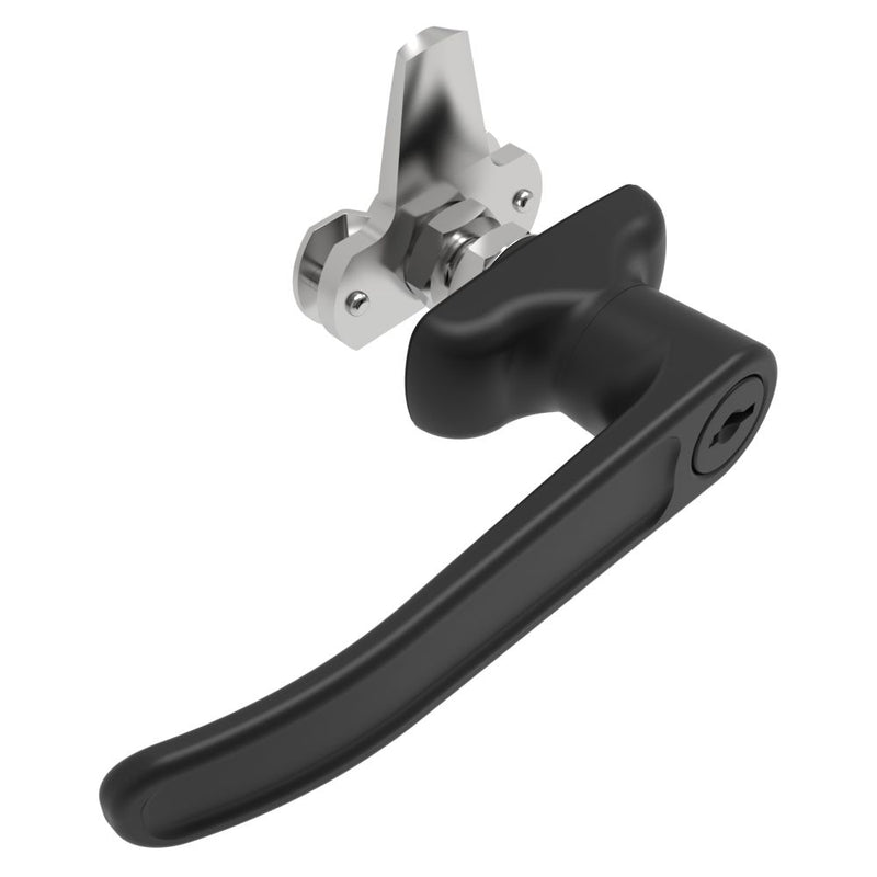 SOUTHCO Cam Latch L-Handle, Turn Clockwise to Latch / Lock, Short Cam, Zinc Alloy, Powder Coat, Black [92-41-511]