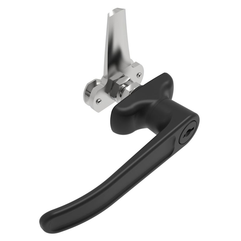SOUTHCO Cam Latch L-Handle, Turn Clockwise to Latch / Lock, Long Cam, Zinc Alloy, Powder Coat, Black [92-41-512]