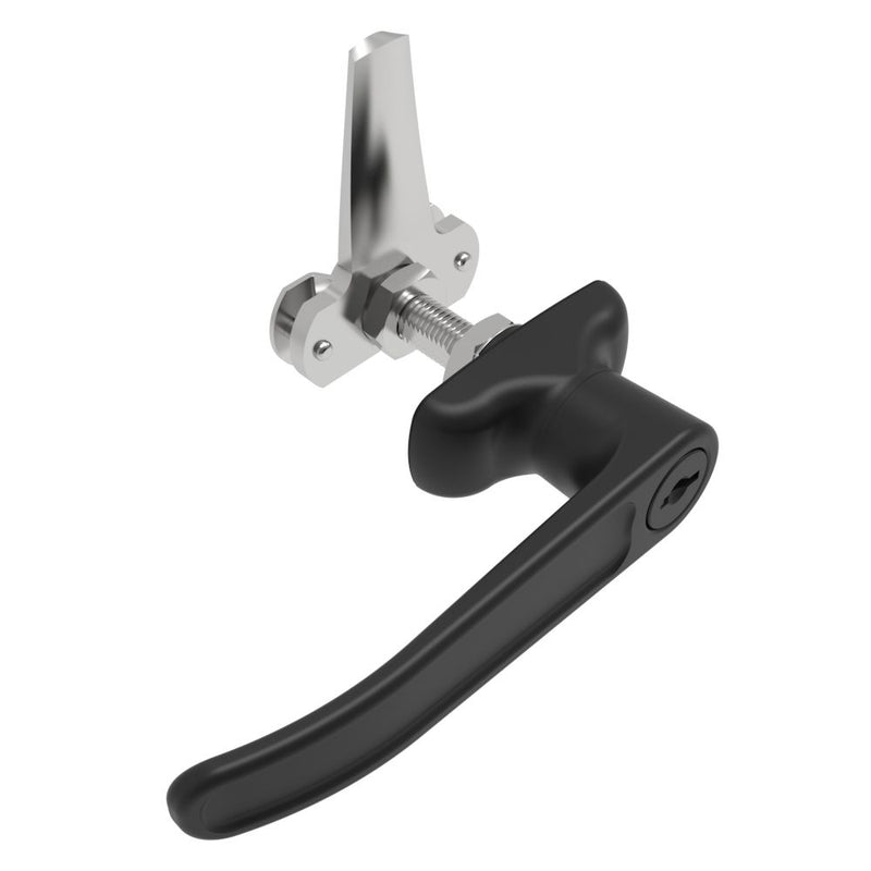 SOUTHCO Cam Latch L-Handle, Turn Clockwise to Latch / Lock, Long Cam, Zinc Alloy, Powder Coat, Black [92-41-522]