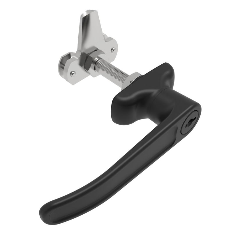SOUTHCO Cam Latch L-Handle, Turn Clockwise to Latch / Lock, Short Cam, Zinc Alloy, Powder Coat, Black [92-41-531]