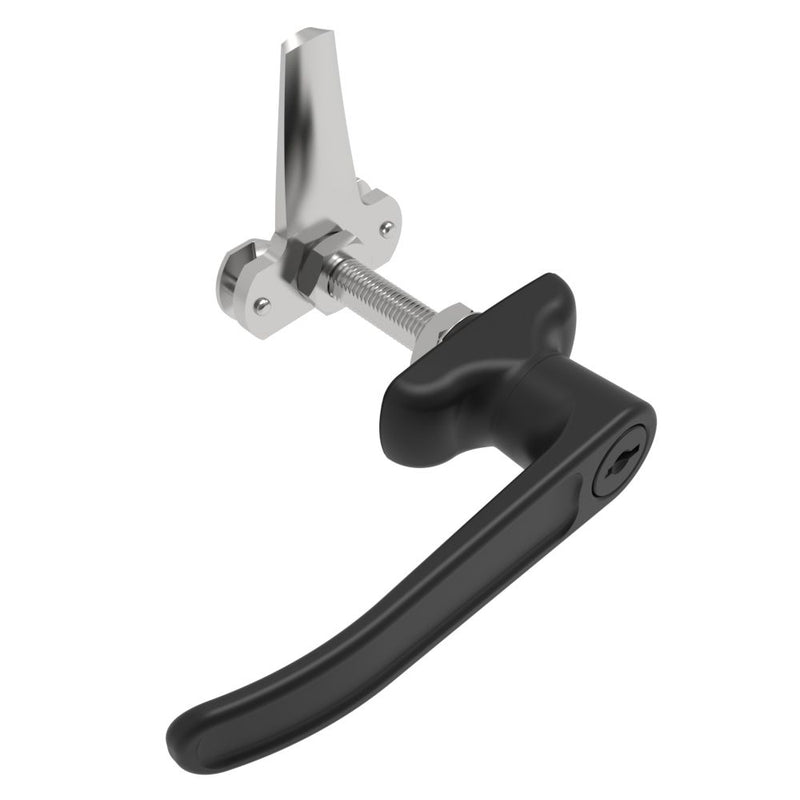 SOUTHCO Cam Latch L-Handle, Turn Clockwise to Latch / Lock, Long Cam, Zinc Alloy, Powder Coat, Black [92-41-532]