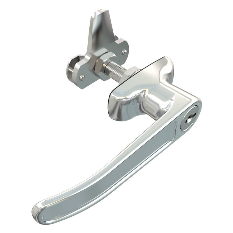 SOUTHCO Cam Latch L-Handle, Turn Counterclockwise to Latch / Lock, Short Cam, Zinc Alloy, Chrome Plated, Polished [92-42-121]