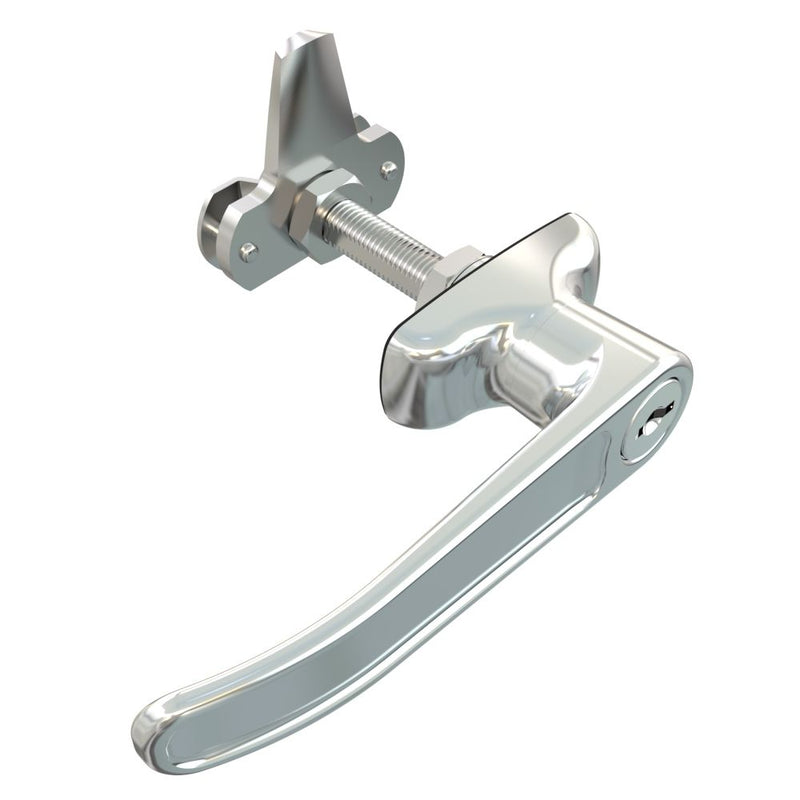 SOUTHCO Cam Latch L-Handle, Turn Counterclockwise to Latch / Lock, Short Cam, Zinc Alloy, Chrome Plated, Polished [92-42-131]