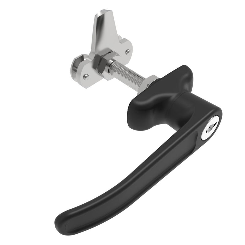 SOUTHCO Cam Latch L-Handle, Turn Counterclockwise to Latch / Lock, Short Cam, Zinc Alloy, Powder Coat, Black [92-42-531]