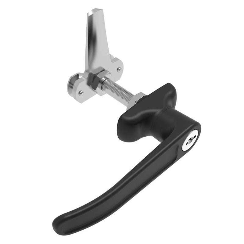 SOUTHCO Cam Latch L-Handle, Turn Counterclockwise to Latch / Lock, Long Cam, Zinc Alloy, Powder Coat, Black [92-42-532]