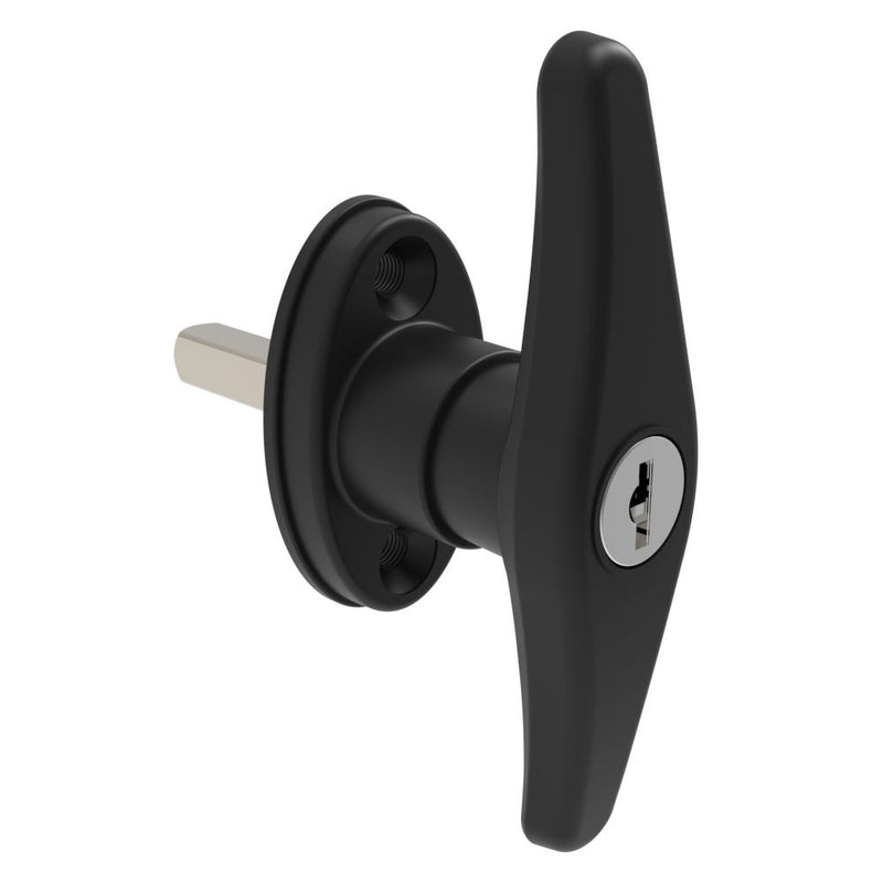 SOUTHCO Cam Latch T-Handle, Hand Operated, Zinc Alloy, Powder Coat, Black [92-50-113-50]