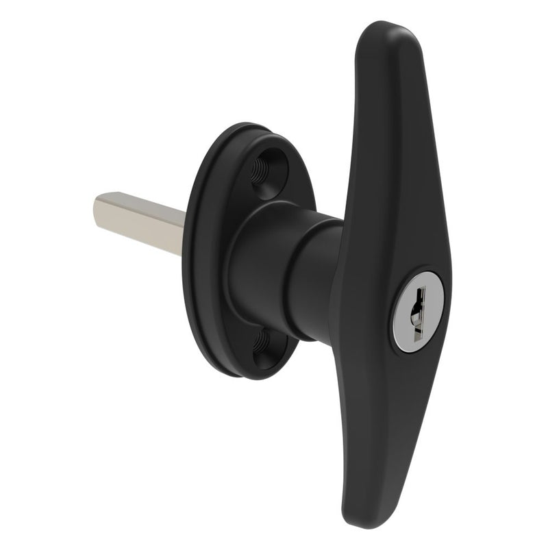 SOUTHCO Cam Latch T-Handle, Hand Operated, Zinc Alloy, Powder Coat, Black [92-50-114-50]