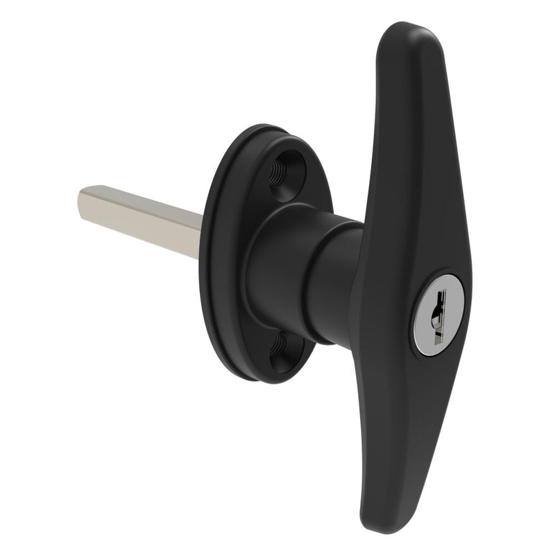SOUTHCO Cam Latch T-Handle, Hand Operated, Zinc Alloy, Powder Coat, Black [92-50-115-50]