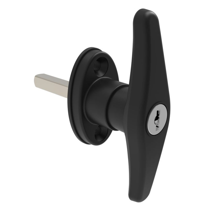SOUTHCO Cam Latch T-Handle, Hand Operated, Zinc Alloy, Powder Coat, Black [92-50-214-50]