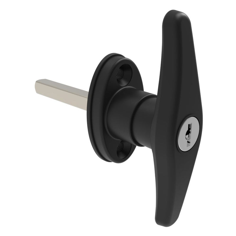 SOUTHCO Cam Latch T-Handle, Hand Operated, Zinc Alloy, Powder Coat, Black [92-50-215-50]
