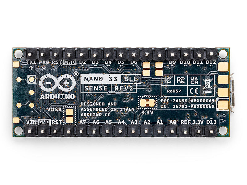 Arduino Nano 33 BLE Sense Rev2 with headers