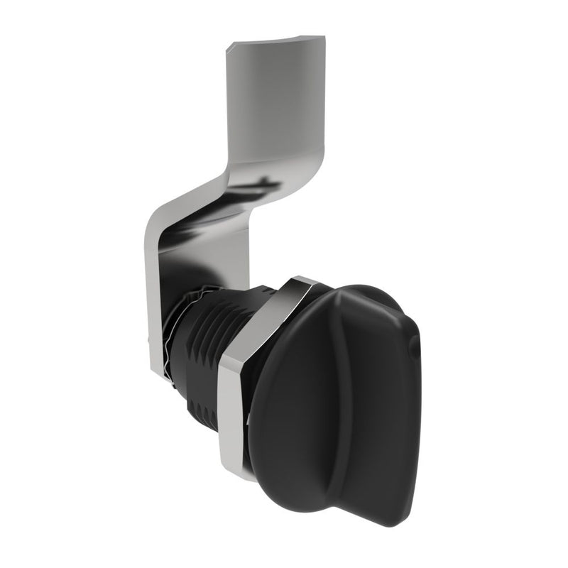 SOUTHCO Quarter-Turn Cam Latch, Short wing, 6mm (.24 in) Grip, Not Sealed, Zinc Alloy, Powder Coat, Black [E5-2-115-000]