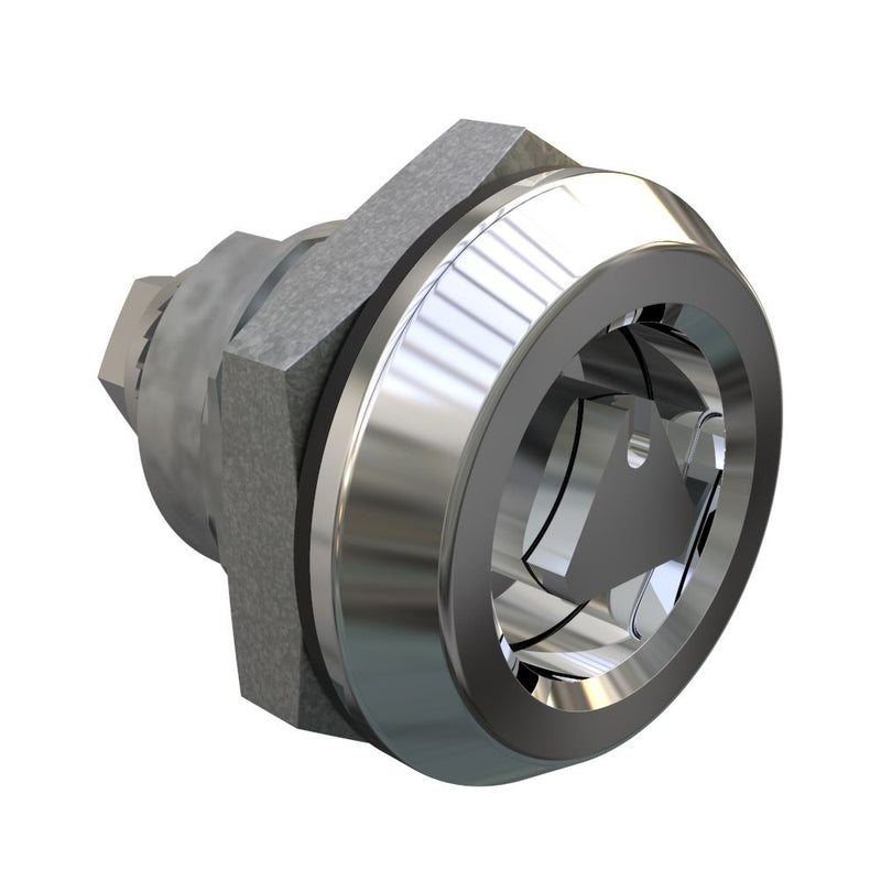 SOUTHCO Quarter-Turn Cam Latch, 8 mm Triangle, Without Cam, Sealed, Zinc Alloy, Chrome Plated, Bright [E5-6-032-UU1]