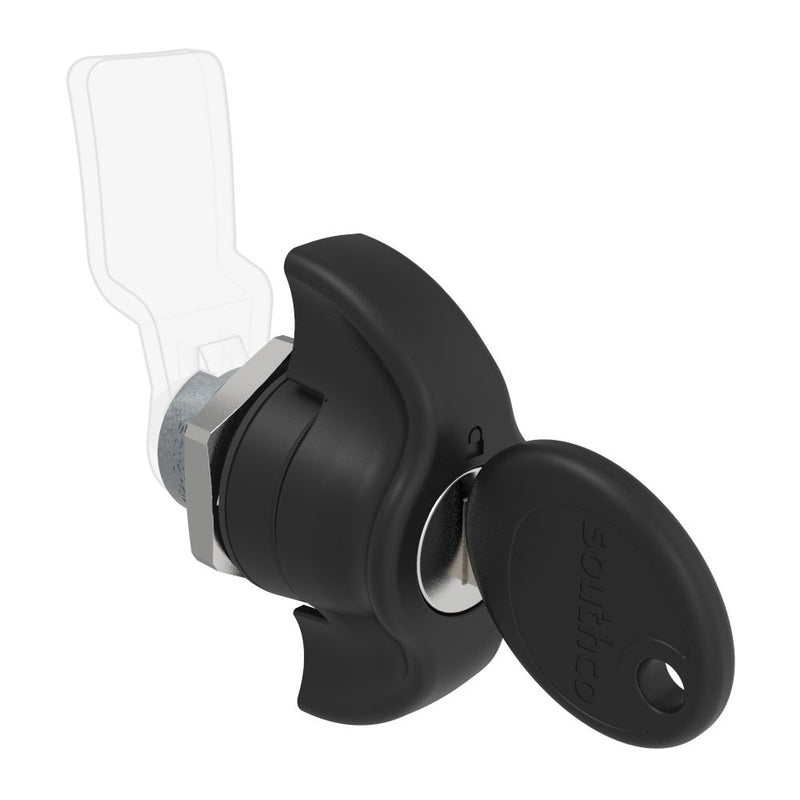 SOUTHCO Quarter-Turn Cam Latch, Key Locking (CH751) Wing, Without Cam, Sealed, Zinc Alloy, Powder Coat, Black [E5-9-345-UU1-13]