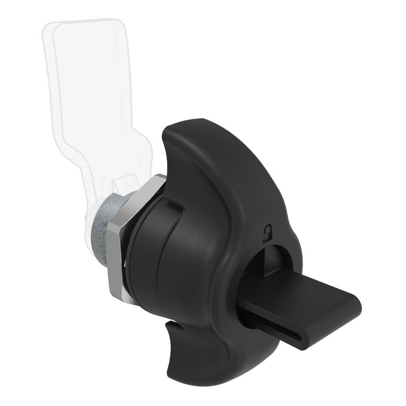 SOUTHCO Quarter-Turn Cam Latch, Key Locking (without lock core) Wing, Without Cam, Sealed, Zinc Alloy, Powder Coat, Black [E5-9-365-UU1]