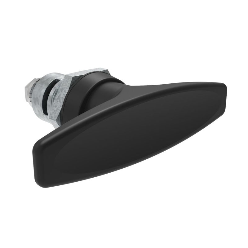 SOUTHCO Quarter-Turn Cam Latch, T-handle, Spring-return Actuator, Not Sealed, Zinc Alloy, Powder Coat, Black [E5-9-605-TR0]