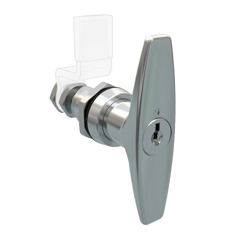 SOUTHCO QUARTER-TURN CAM LATCH, ADJUSTABLE GRIP, KEY-LOCKING (CH751) T-HANDLE, WITHOUT CAM, SEALED, ZINC ALLOY, CHROME PLATED, BRIGHT [E5-9-612-01-10]