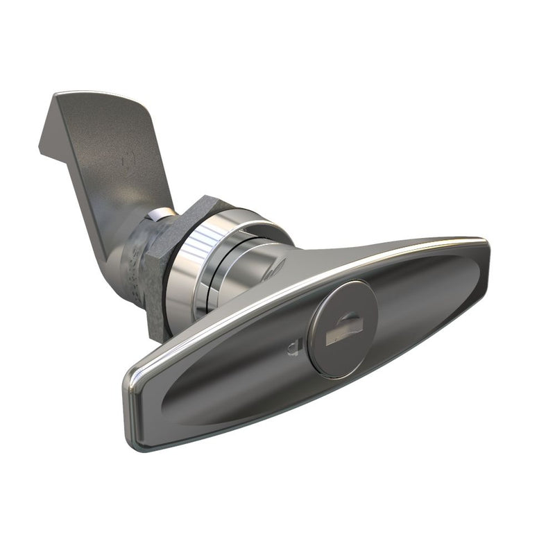 SOUTHCO Quarter-Turn Cam Latch, Key Locking (CH751) T-handle, 23mm (.91 in) Grip, Not Sealed, Zinc Alloy, Chrome Plated, Bright [E5-9-612-510-13]