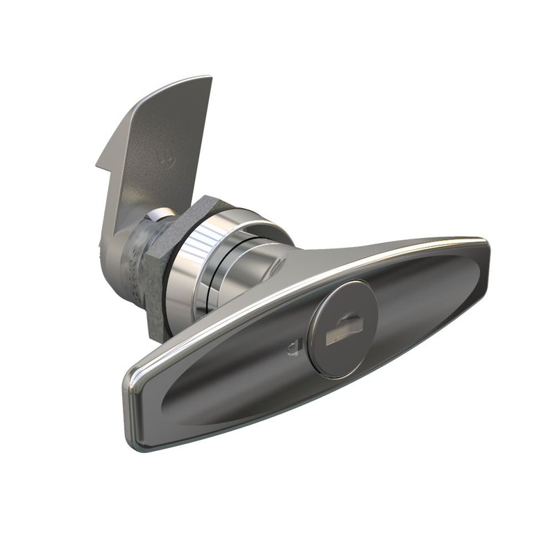 SOUTHCO Quarter-Turn Cam Latch, Key Locking (CH751) T-handle, 23mm (.91 in) Grip, Not Sealed, Zinc Alloy, Chrome Plated, Bright [E5-9-612-520-10]