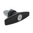 SOUTHCO Quarter-Turn Cam Latch, Key Locking (Reversible Key) T-handle, Spring-return Actuator, Not Sealed, Zinc Alloy, Powder Coat, Black [E5-9-625-TL0-10]