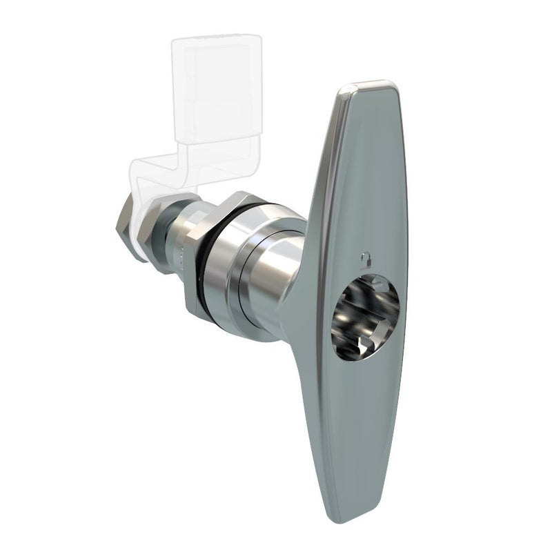 SOUTHCO QUARTER-TURN CAM LATCH, ADJUSTABLE GRIP, KEY-LOCKING (WITHOUT LOCK CORE) T-HANDLE, WITHOUT CAM, SEALED, ZINC ALLOY, CHROME PLATED, BRIGHT [E5-9-632-01]