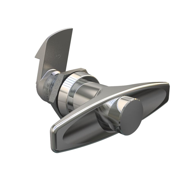 SOUTHCO Quarter-Turn Cam Latch, Key Locking (without lock core) T-handle, 23mm (.91 in) Grip, Not Sealed, Zinc Alloy, Chrome Plated, Bright [E5-9-632-520]
