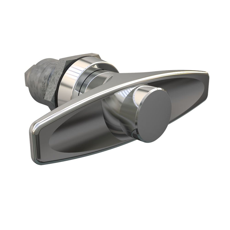 SOUTHCO Quarter-Turn Cam Latch, Key Locking (without lock core) T-handle, Spring-return Actuator, Not Sealed, Zinc Alloy, Chrome Plated, Bright [E5-9-632-TL0]