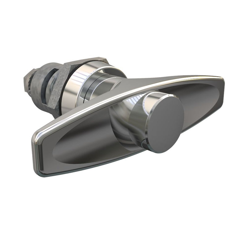 SOUTHCO Quarter-Turn Cam Latch, Key Locking (without lock core) T-handle, Spring-return Actuator, Not Sealed, Zinc Alloy, Chrome Plated, Bright [E5-9-632-TR0]