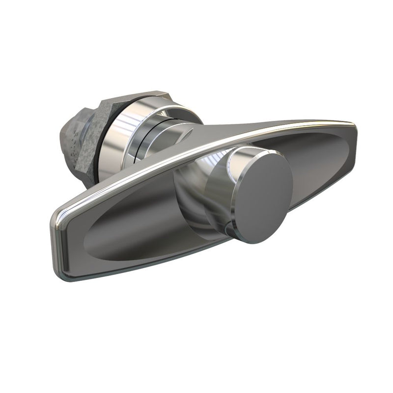 SOUTHCO Quarter-Turn Cam Latch, Key Locking (without lock core) T-handle, Without Cam, Sealed, Zinc Alloy, Chrome Plated, Bright [E5-9-632-UU1]