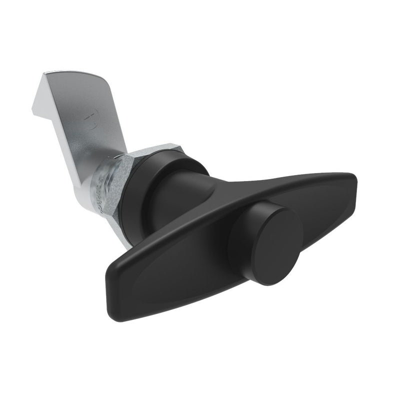 SOUTHCO Quarter-Turn Cam Latch, Key Locking (without lock core) T-handle, 23mm (.91 in) Grip, Not Sealed, Zinc Alloy, Powder Coat, Black [E5-9-635-510]