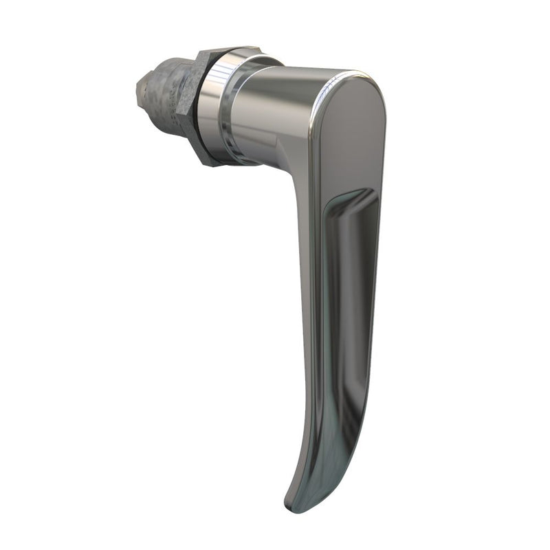 SOUTHCO Quarter-Turn Cam Latch, L-handle, Spring-return Actuator, Not Sealed, Zinc Alloy, Chrome Plated, Bright [E5-9-702-TL0]