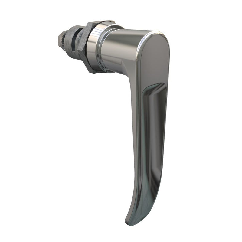 SOUTHCO Quarter-Turn Cam Latch, L-handle, Spring-return Actuator, Not Sealed, Zinc Alloy, Chrome Plated, Bright [E5-9-702-TR0]