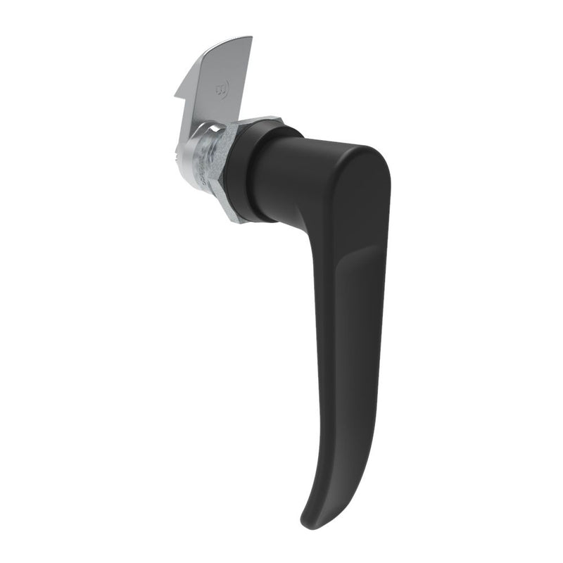 SOUTHCO Quarter-Turn Cam Latch, L-handle, 23mm (.91 in) Grip, Not Sealed, Zinc Alloy, Powder Coat, Black [E5-9-705-520]