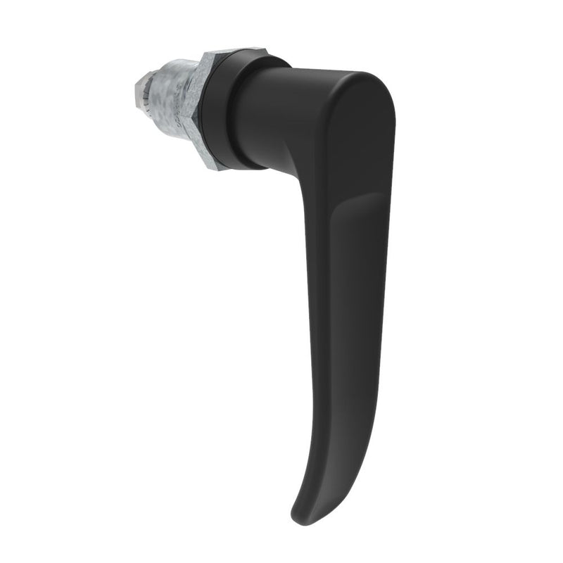 SOUTHCO Quarter-Turn Cam Latch, L-handle, Spring-return Actuator, Not Sealed, Zinc Alloy, Powder Coat, Black [E5-9-705-TL0]