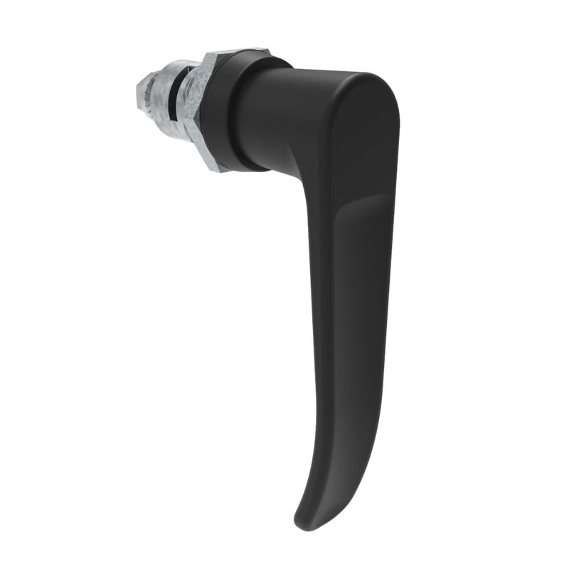 SOUTHCO Quarter-Turn Cam Latch, L-handle, Spring-return Actuator, Not Sealed, Zinc Alloy, Powder Coat, Black [E5-9-705-TR0]