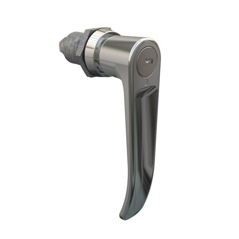 SOUTHCO Quarter-Turn Cam Latch, Key Locking (Reversible Key) L-handle, Spring-return Actuator, Not Sealed, Zinc Alloy, Chrome Plated, Bright [E5-9-722-TL0-13]