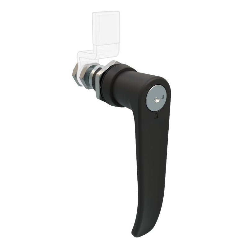 SOUTHCO QUARTER-TURN CAM LATCH, ADJUSTABLE GRIP, KEY-LOCKING (R001) L-HANDLE, WITHOUT CAM, SEALED, ZINC ALLOY, POWDER COAT, BLACK [E5-9-725-01-10]