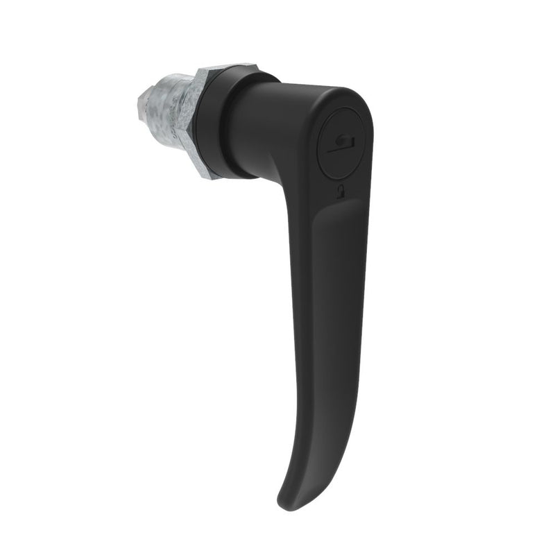 SOUTHCO Quarter-Turn Cam Latch, Key Locking (Reversible Key) L-handle, Spring-return Actuator, Not Sealed, Zinc Alloy, Powder Coat, Black [E5-9-725-TL0-13]