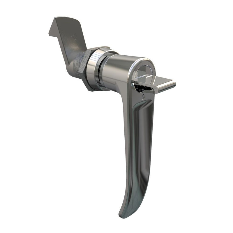 SOUTHCO Quarter-Turn Cam Latch, Key Locking (without lock core) L-handle, 23mm (.91 in) Grip, Not Sealed, Zinc Alloy, Chrome Plated, Bright [E5-9-732-510]