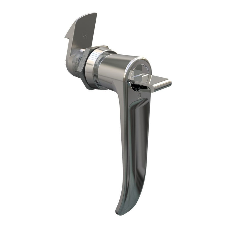 SOUTHCO Quarter-Turn Cam Latch, Key Locking (without lock core) L-handle, 23mm (.91 in) Grip, Not Sealed, Zinc Alloy, Chrome Plated, Bright [E5-9-732-520]