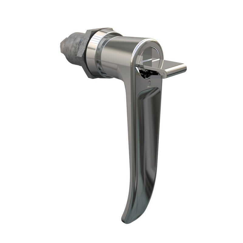 SOUTHCO Quarter-Turn Cam Latch, Key Locking (without lock core) L-handle, Spring-return Actuator, Not Sealed, Zinc Alloy, Chrome Plated, Bright [E5-9-732-TL0]