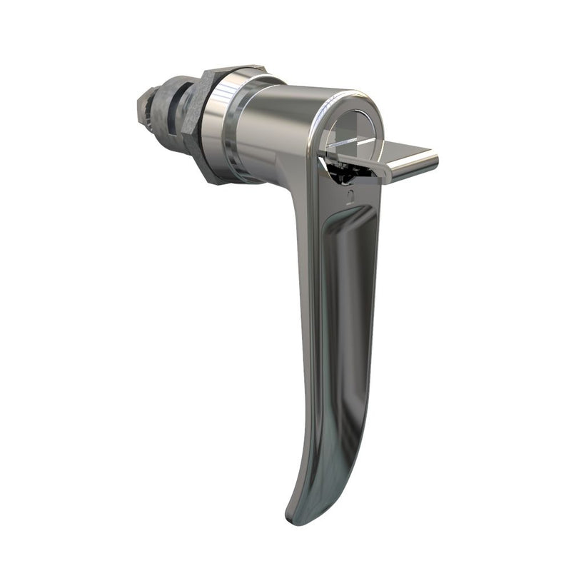 SOUTHCO Quarter-Turn Cam Latch, Key Locking (without lock core) L-handle, Spring-return Actuator, Not Sealed, Zinc Alloy, Chrome Plated, Bright [E5-9-732-TR0]