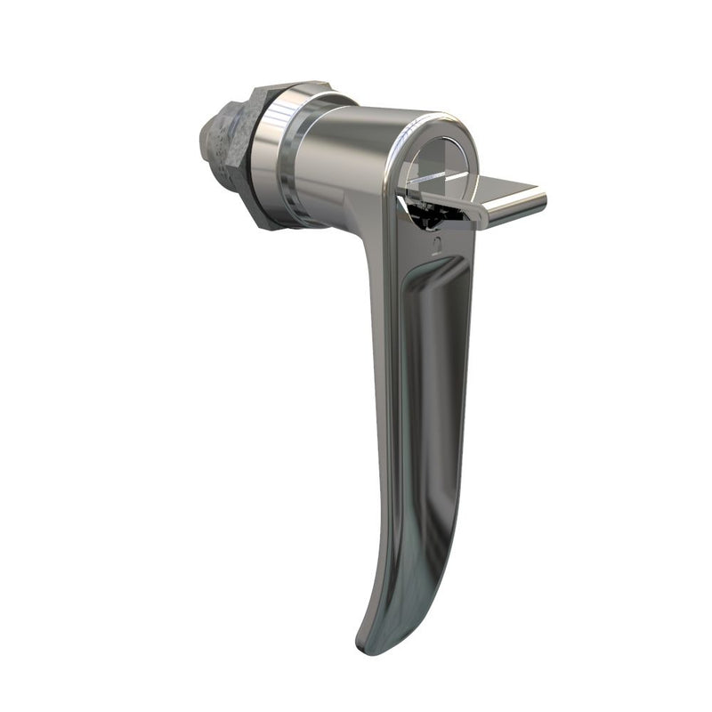 SOUTHCO Quarter-Turn Cam Latch, Key Locking (without lock core) L-handle, Without Cam, Sealed, Zinc Alloy, Chrome Plated, Bright [E5-9-732-UU1]