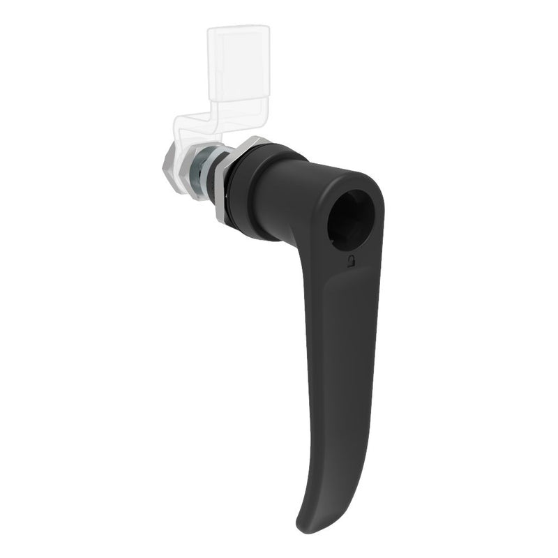 SOUTHCO QUARTER-TURN CAM LATCH, ADJUSTABLE GRIP, KEY-LOCKING (WITHOUT LOCK CORE) L-HANDLE, WITHOUT CAM, SEALED, ZINC ALLOY, POWDER COAT, BLACK [E5-9-735-01]