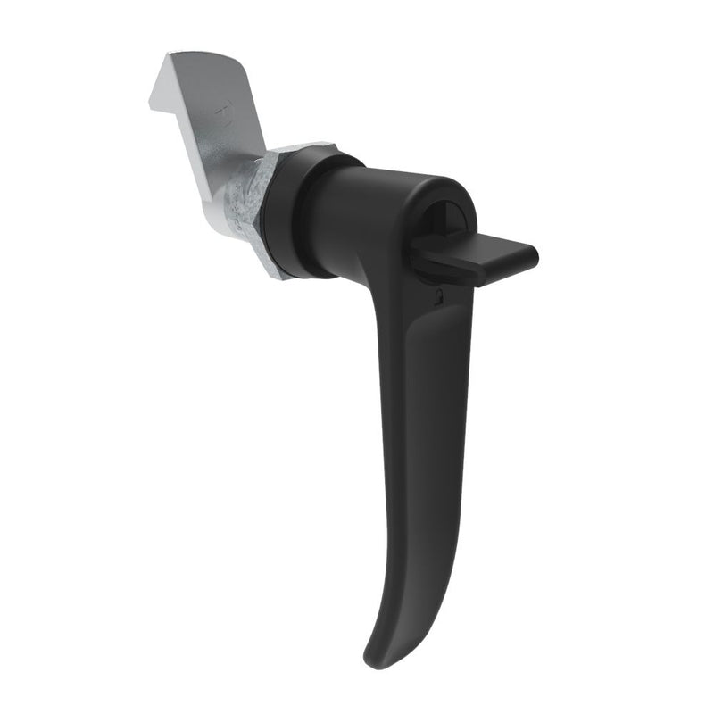 SOUTHCO Quarter-Turn Cam Latch, Key Locking (without lock core) L-handle, 23mm (.91 in) Grip, Not Sealed, Zinc Alloy, Powder Coat, Black [E5-9-735-510]