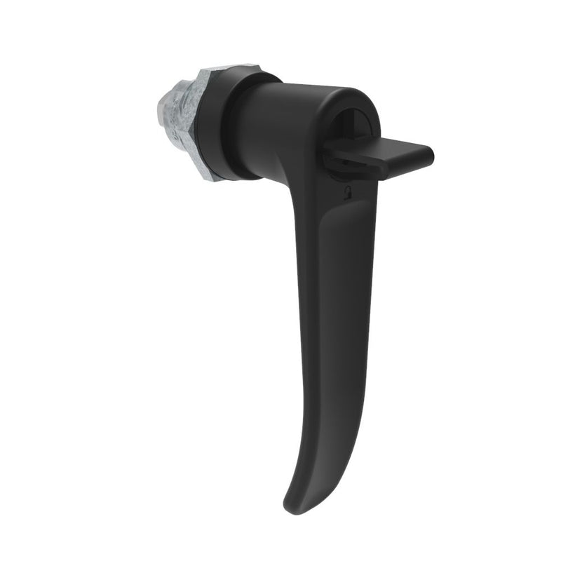 SOUTHCO Quarter-Turn Cam Latch, Key Locking (without lock core) L-handle, Without Cam, Sealed, Zinc Alloy, Powder Coat, Black [E5-9-735-UU1]