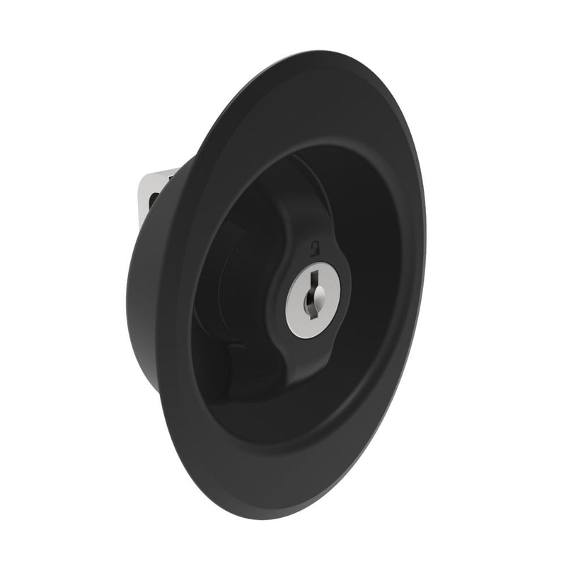 SOUTHCO Quarter-Turn Cam Latch, Counter-Clockwise to Latch, Flush Cup Wing Style, Keylocking (CH751), Two-Point Actuator, Sealed, Zinc Alloy, Powder Coat, Black [E5-92-315-RR1-10]