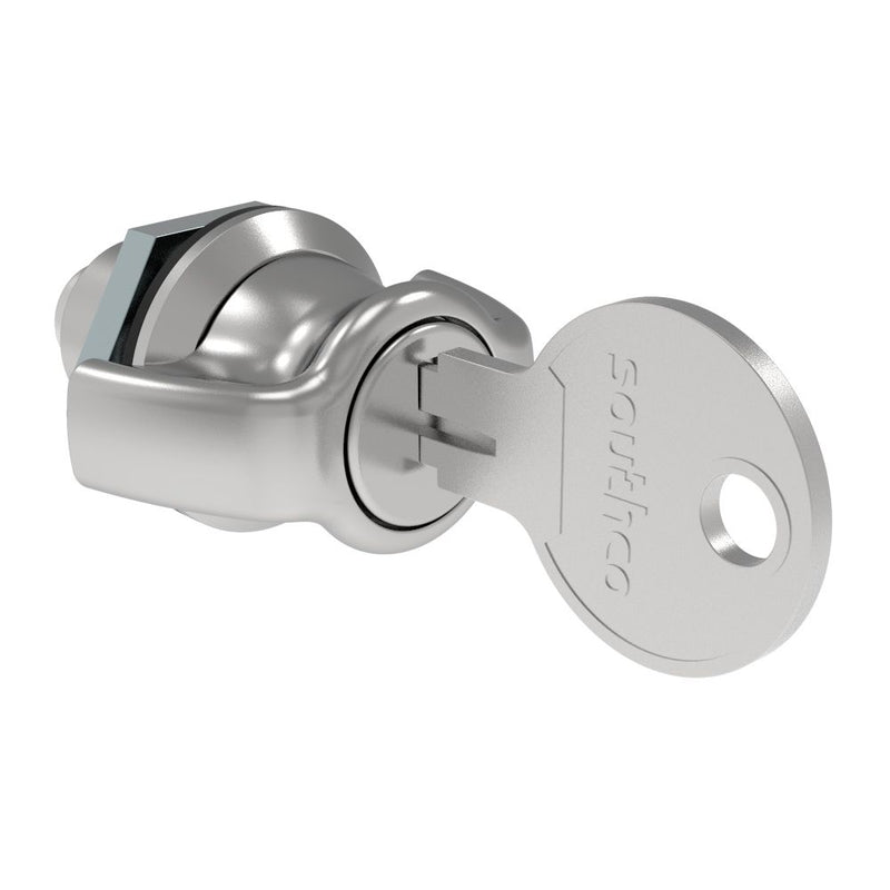 SOUTHCO Fixed Grip Cam Latch, Mini, Key-Locking, Wing Knob, Sealed, Zinc Alloy, Chrome Plated, Bright [E5-M-312-UU1-11]